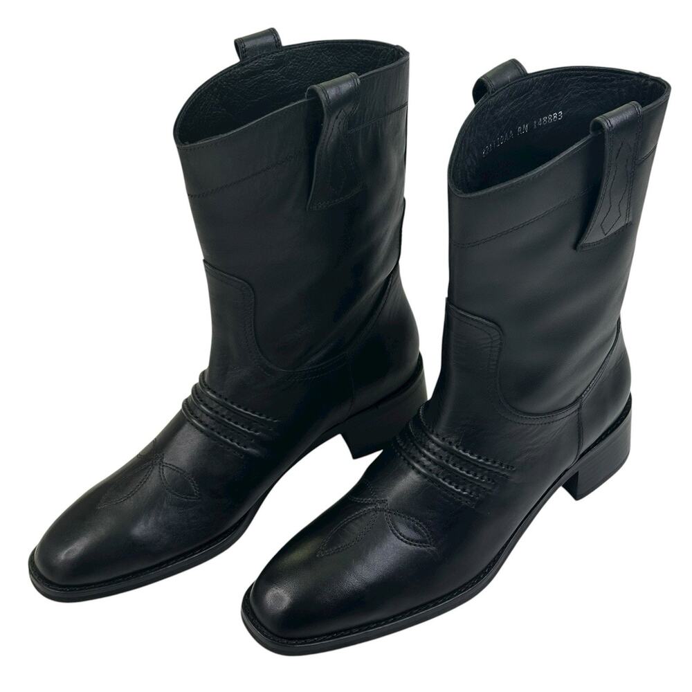 Bibi Lou Briana Western Boots Black Leather Womens Size EU 39 US 8-8.5 New $295